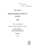 G.K. Hall Bibliographic Guide to Dance