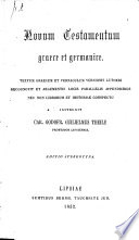 Novum Testamentum Graece Et Germanice Book