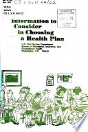 Information to Consider in Choosing a Health Plan Book