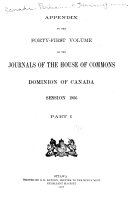 Journals of the House of Commons of the Dominion of Canada