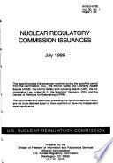 Nuclear Regulatory Commission Issuances