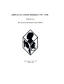 Aspects of Cancer Research, 1971-1978