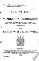 Patent Office Library Subject Lists  New Series