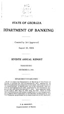 Annual Report - Department of Banking, State of Georgia