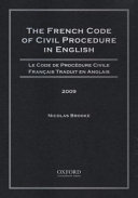 Code de Procédure Civile Français Traduit en Anglais, 2009