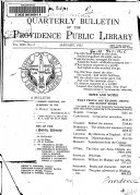 Quarterly Bulletin of the Providence Public Library