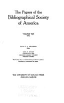 The Papers of the Bibliographical Society of America