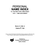 Personal Name Index to 