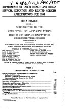 Departments of Labor  Health and Human Services  Education  and Related Agencies Appropriations for 1995