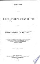 Journal of the House of the General Assembly of the Commonwealth of Kentucky   