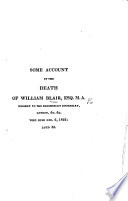 Some Account of the Death of William Blair, etc