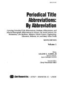 Periodical Title Abbreviations  By abbreviation