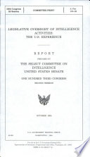 Legislative Oversight of Intelligence Activities Book