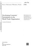 Developing countries' Participation in the World Trade Organization