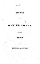 Answer of Daniel Adams to the Reply of Roswell C. Smith