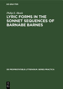 Lyric forms in the sonnet sequences of Barnabe Barnes