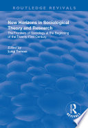 New Horizons in Sociological Theory and Research Book