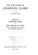 Life of Charles Lamb. The essays of Elia