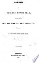 Speeches in Congress  Delivered by Henry Clay and Others  1833 1842