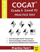 COGAT Grade 5 Level 11 Practice Test Form 7 And 8 Book