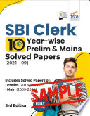 (Free Sample) SBI Clerk 10 Year-wise Prelim & Mains Solved Papers (2021 - 09) 3rd Edition