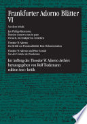 Frankfurter Adorno Blätter VI