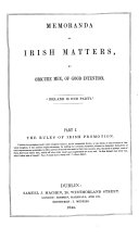 Memoranda of Irish matters, by obscure men of good intention