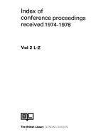 Index of Conference Proceedings Received  1974 1978