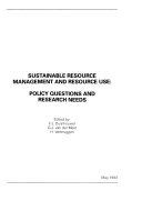 Sustainable Resource Management and Resource Use