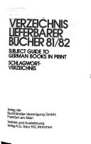 Subject guide to German books in print Book