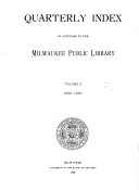 Quarterly Index of Additions to the Milwaukee Public Library