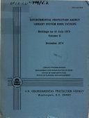 U.S. Environmental Protection Agency Library System Book Catalog