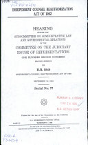 Independent Counsel Reauthorization Act of 1992