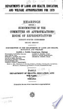 Departments Of Labor And Health Education And Welfare Appropriations For 1979