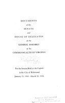 Documents of the Senate and House of Delegates of the General Assembly of the Commonwealth of Virginia