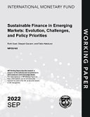 Sustainable Finance in Emerging Markets: Evolution, Challenges, and Policy Priorities