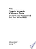 Chopaka Mountain Wilderness Study, Environmental Assessment and Plan Amendment