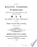 The Ruling Passion: an Occasional Poem, Etc