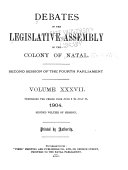 Debates of the Legislative Assembly of the Colony of Natal