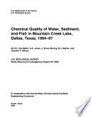 Chemical Quality of Water, Sediment, and Fish in Mountain Creek Lake, Dallas, Texas, 1994-97
