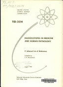 Radioisotopes in Medicine and Human Physiology