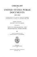 Checklist Of United States Public Documents 1789 1909