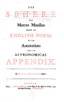 The Sphere of Marcus Manilius Made an English Poem