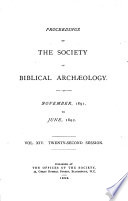 Proceedings of the Society of Biblical Archaeology Book