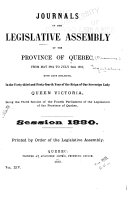 Journals of the Legislative Assembly of the Province of Quebec ...