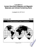 Certain Rare-Earth Magnets and Magnetic Materials and Articles Containing Same, Inv. 337-TA-413