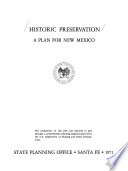 Historic Preservation  a Plan for New Mexico