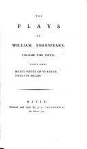 The Plays of William Shakspeare: Merry wives of Windsor, Twelfth night
