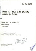 Vehicle Seat Back Latch Systems