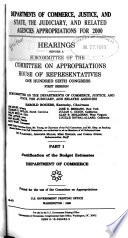 Departments of Commerce, Justice, and State, the Judiciary, and Related Agencies Appropriations for 2000: Justification of the budget estimates, Department of Commerce